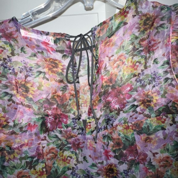 Zara Multicolor Floral Puff Sleeve Blouse - Picture 4 of 4